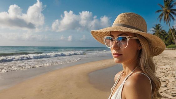 عکس دختر با عینک دودی از نیم رخ